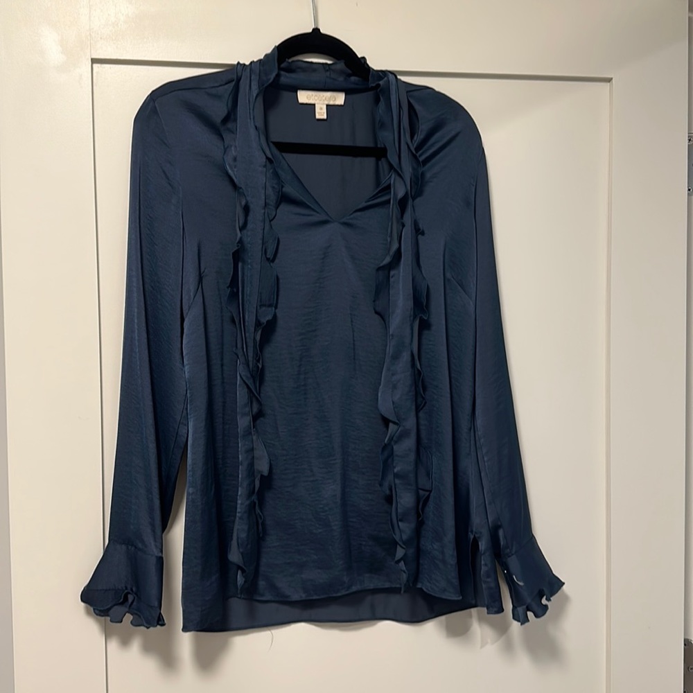 Blue silk blouse